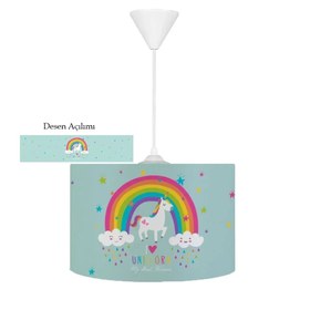 Resim HV336M Unicorn Su Yeşili Çocuk Odası Sarkıt Avize 