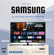 Resim Samsung 43 inç 4K UHD 60Hz 4ms Akıllı Monitör Siyah 