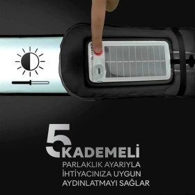 Resim Zmr ZMR-385 Katlanır Şişirilebilir Beyaz Ledli Aydınlatma Tüpü USB ve Güneş Enerjisi Şarjlı Armatür 