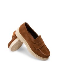 Resim Deery Hakiki Süet Taba Rengi Loafer Kadın Ayakkabı - 01903ztbap01 Taba 