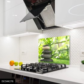 Resim Olinpa Cam Ocak Arkası Koruyucu | Siyah Taşlar 