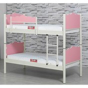 Resim Metalia Ahşaplı Ranza + Yatak Takımı Krem-Pembe 90x190 