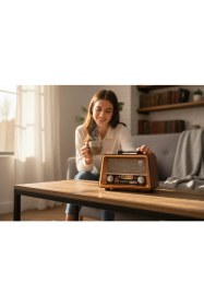 Resim Royal Trend Nostalji Ahşap Gerçek Radyo,bluetooth Özellikli Trend Nostaljik Radyo 