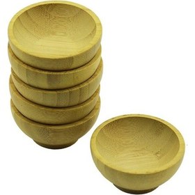 Resim Luz&pos 6 Adet Mini Ahşap Bambu Lokumluk - Çerezlik Kase Derinlik: 1.5cm - Çap: 6.2cm çok renkli 