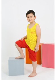 Resim Akbeniz Erkek Çocuk Sıfır Kol Şortlu Sarı Penye Pijama Takımı 20434 