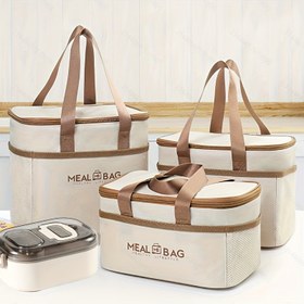 Resim 1 adet Büyük Kapasiteli Yalıtımlı Öğle Yemeği Çantası - Yeniden Kullanılabilir, Kare Polyester Termal Çanta Açık Hava Kampı, Okul, İş için - Elde Yıkanabilir, Baskısız, Gıda ile Temas Etmeyen, Yalıtımlı Öğle Yemeği Çantası, Okula Dönüş 
