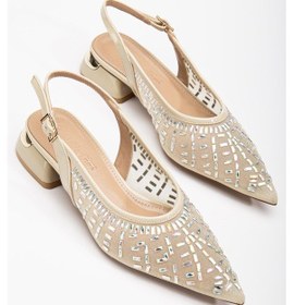 Resim Kadın Kısa Topuklu Abiye Ayakkabı Gümüş File Taş Döşeme Topuk Açık-3669 Gümüş 