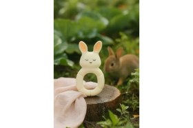 Resim Storemax Hubble Bebek Diş Kaşıyıcı ve Oyuncak - Tavşan Halkalı Şekilli Dişlik (%100 Doğal Kauçuk) 