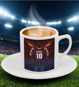 Resim Bk Gift Kişiye Özel Bordo-mavi Forma Tasarımlı Türk Kahvesi Fincanı, Arkadaşa Hediye, Sevgiliye Hediye, Taraftar Hediyesi Kobitmeyencom34747 Bk Gift 