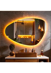 Resim Luce Amber Led'li Lavabo & Banyo Aynası Dokunmatik Sensörlü 120 X 80 Cm Turuncu 