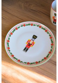 Resim Tabak Evi Porselen Kurşun Asker Pasta Tabağı Yeşil Fileli 20,50cm Çok Renkli 