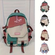 Resim Estetik Renk Kontrastı Seyahat Sırt Çantası, Büyük Kapasiteli Kapaklı Okul Çantası, Öğrenciler İçin Japon Preppy Stil Kitap Çantası Okula Dönüş 
