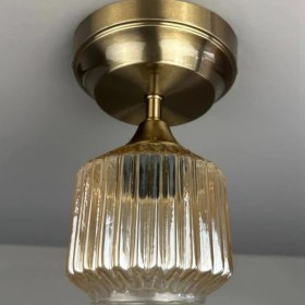 Resim Bamyum Jerno Cam Bal Rengi Tekli Kalın Piramit Başlık Retro Salon Aydınlatma 