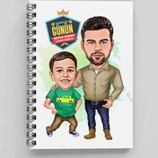 Resim Yakışıklı Baba ve Oğlu Karikatürlü Defter 
