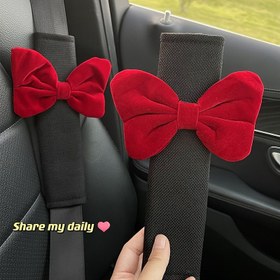 Resim 1 adet Sevimli Kız Yay Araba Güvenlik Kemeri Omuz Kılıfı Araba Sigorta Kayışı Kapak Boğulma Önleyici İç Dekorasyon 