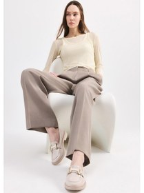 Resim Kadın Rugan Bej Tokalı Klasik Loafer Bej 