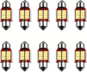 Resim Cloudstore 10 Adet Brightech Led Araç İçi Dome Işık Ampulü 31mm Beyaz C5w C10w 4014 12v 