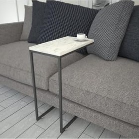 Resim Callen Yan Sehpa, Metal Tekerlekli Yan Sehpa,Beyaz Mermer 