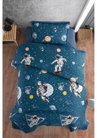 Resim Nordqueen Ranforce %100 Pamuk Tek Kişilik Yatak Örtüsü Seti Galaxy v1 Lacivert 