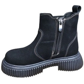 Resim Ortopedikal 1087 Filet Unisex Erkek Ve Kız Çocuk Bot Siyah Süet Yanı Lastikli Ve Fermuarlı Anatomik Siyah 