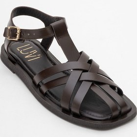 Resim Luvi Shoes Andres Kahverengi Hakiki Deri Kadın Sandalet Kahverengi 