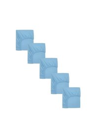 Resim 5 Adet 65 X 95 + 10 Cm Anne Yanı Lastikli Penye Kumaş Bebek Çarşafı-mavi 