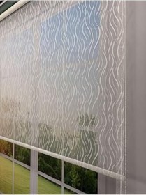 Resim donatti perde EVA Serisi - Su Yolu Desenli Çift Mekanizmalı Petrol Yeşili Perde 70 x 260 