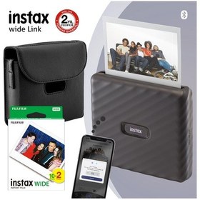 Resim Fujifilm Instax Wide Link Akıllı Yazıcı + 20'li Film + Deri Çanta + Stand 4 Gri 