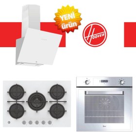 Resim Hoover Novella Beyaz Ankastre Set ( HOT3051WI/E Fırın + HVG74WK3W 75 cm + HDG6C1GWTK ) 