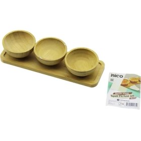 Resim Go İthalat 4pcs Çerezlik - Lokumluk Ahşap Bambu Tepsili Kase Seti 30X11CM (784) 