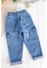 Resim Babymod Kargo Cepli Denim Kumaş Beli Lastikli Erkek Çocuk Kot Pantolon 001 