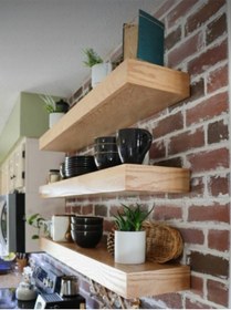 Resim Dekoratif Doğal Ahşap 3'lü Takım 55 X 15 X 4 Cm Gizli Aparatlı Raf Ahşap 