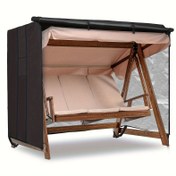 Resim Üç Kişilik Hamak ve Salıncak Koltukları için Dış Mekan Salıncağı Örtüsü - Ayarlanabilir Kayışlı & Tokalı Sağlam PVC Bahçe Mobilya Koruyucu, 220.98x124.46x177.8 cm, Siyah, Şık Görünümlü Dış Mekan Hamak Örtüsü 