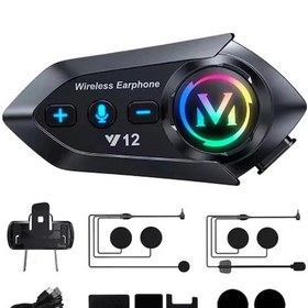 Resim Y12 Motor Kask Kulaklık Rgb Modlu Radyolu Motosiklet Kulaklık 5.3 Bluetooth Intercom 