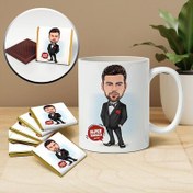 Resim Damat Erkek Karikatürlü Kupa ve Çikolata 