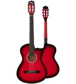 Resim Midex Cg-395rd Kırmızı Renk Kesik Klasik Gitar 4/4 Yetişkin Boy Sap Ayarlı Full Set 