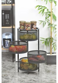 Resim 4 Katlı Metal Açılır Kapanır Paslanmaz Sebzelik Antrasit 