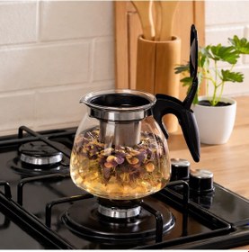 Resim Porsima 5416 Isıya Dayanıklı 1100 Ml Süzgeçli Cam Demlik Çay-bitki Çayı Demliği Şeffaf 