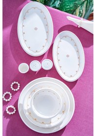 Resim Acar Paradise 12 Kişilik 54 Parça Porselen Yemek Takımı Beyaz 