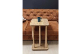 Resim Evnalia Tekerlekli Ahşap Ayaklı Tembellik C-Sehpa Zigon Yan Koltuk Laptop Servis Sehpası Zigon 35X40 