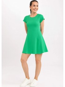 Resim Lupinn Moda Kadın Yeşil Kısa Kollu Mini Yazlık Elbise Rahat Kalıp Günlük Şık Model Yeşil 