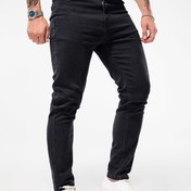 Resim Erkek Slim Fit Düz Bacak Kot, Tek Renk, Normal Uzunluk, Pamuk Blend, Düğme Kapanış, Esnek Kot, Casual Stil, Tüm Mevsim, Moda Erkek Pantolonları 