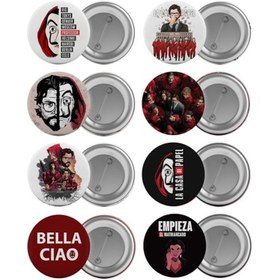 Resim La Casa De Papel Çanta Rozeti Seti 8 Adet En Büyük Boy 5.8Cm Iğne 