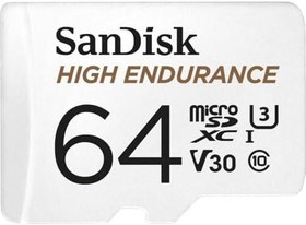 Resim SanDisk High Endurance microSDXC Hafıza Kartı 64 GB + Adaptör (Dash Camları ve Özel Güvenlik Kameraları için, 100 MB/s Okuma, Full HD ve 4K Videolar için V30) 