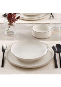 Resim Güral Porselen Carine 18 Parça 6 Kişilik Yemek Takımı Pırlanta Beyaz 