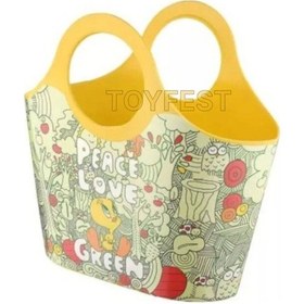 Resim Toyfest Çok Amaçlı Sarı Çocuk Günlük & Plaj Çantası - Peace Love Green Tweety Model - 5 Lt 