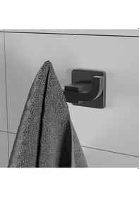 Resim Ahlez Kare Mat Siyah İkili Bornoz Askılık 4 Adet Siyah 