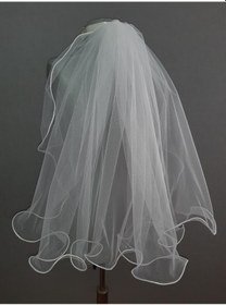 Resim Suzanna Moda 60 Cm Boy 3mt Eni Tek Kat Uçları Şerit Bukleli Dalgalı Taraklı Hayal Tül Gelin Duvağı Beyaz 