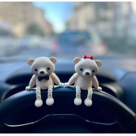 Resim HisConcept Sevimli Ayı Çifti 2'li Set Beyaz Ayıcık Torpido Süsü 