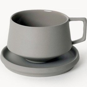 Resim Lumière Grey Duble Türk Kahvesi Fincanı Limoges Fransız Porseleni, 120 Ml Gri 